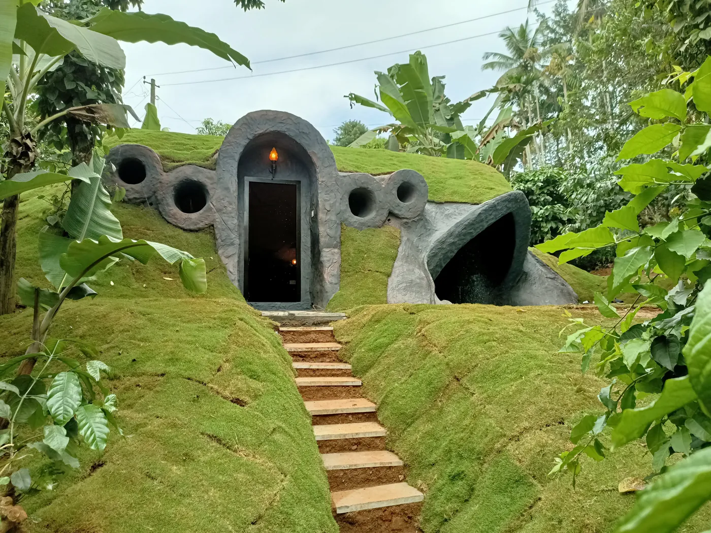 Earth house with porthole windows