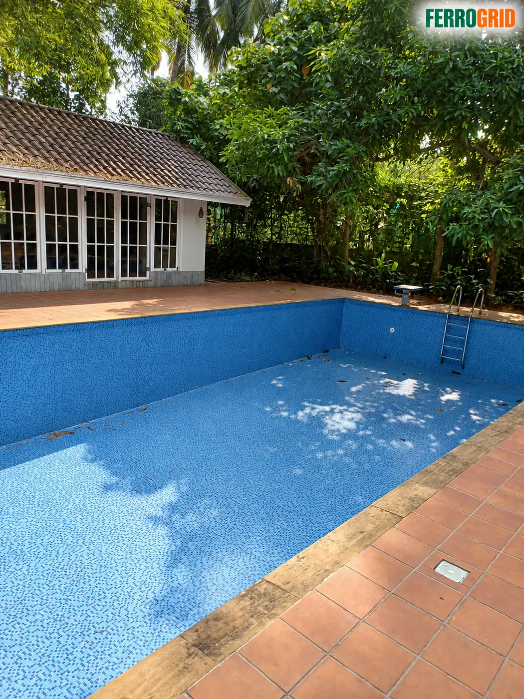 Mosaic-tile courtyard pool