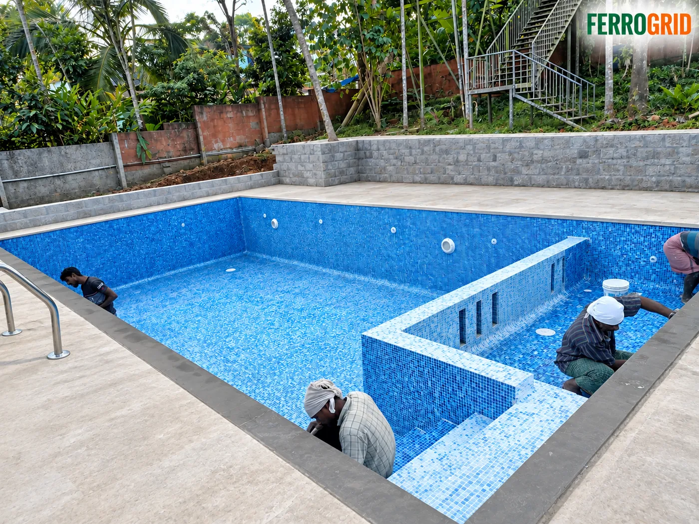 Tiling with built-in steps