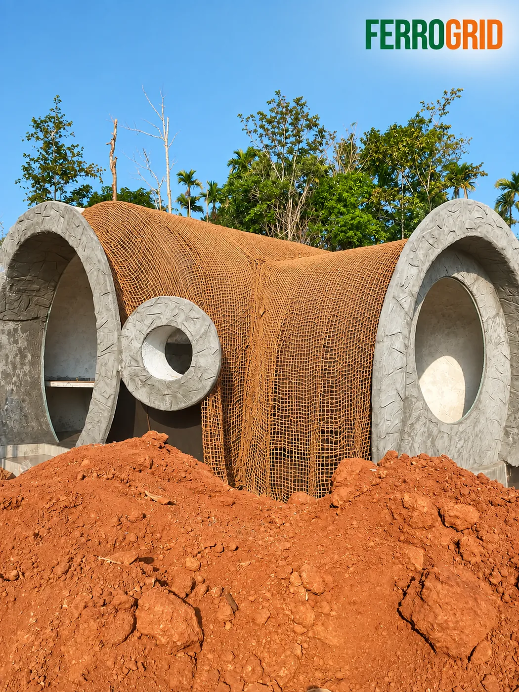 Ferrocement pod under construction