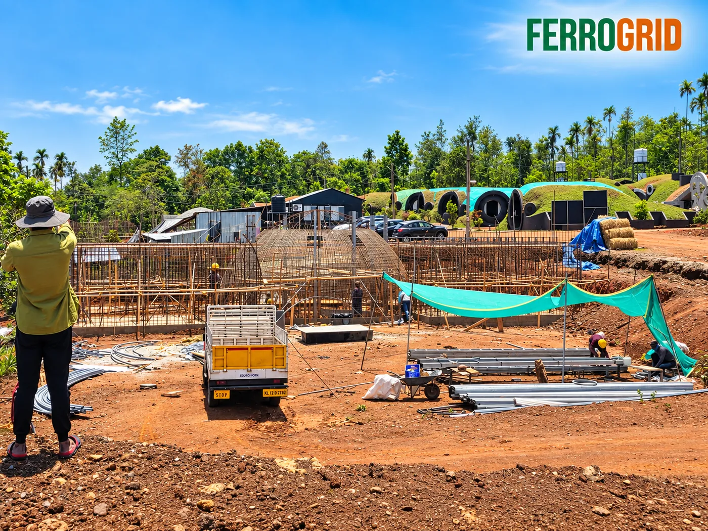 FERROGRID construction site with domes taking shape